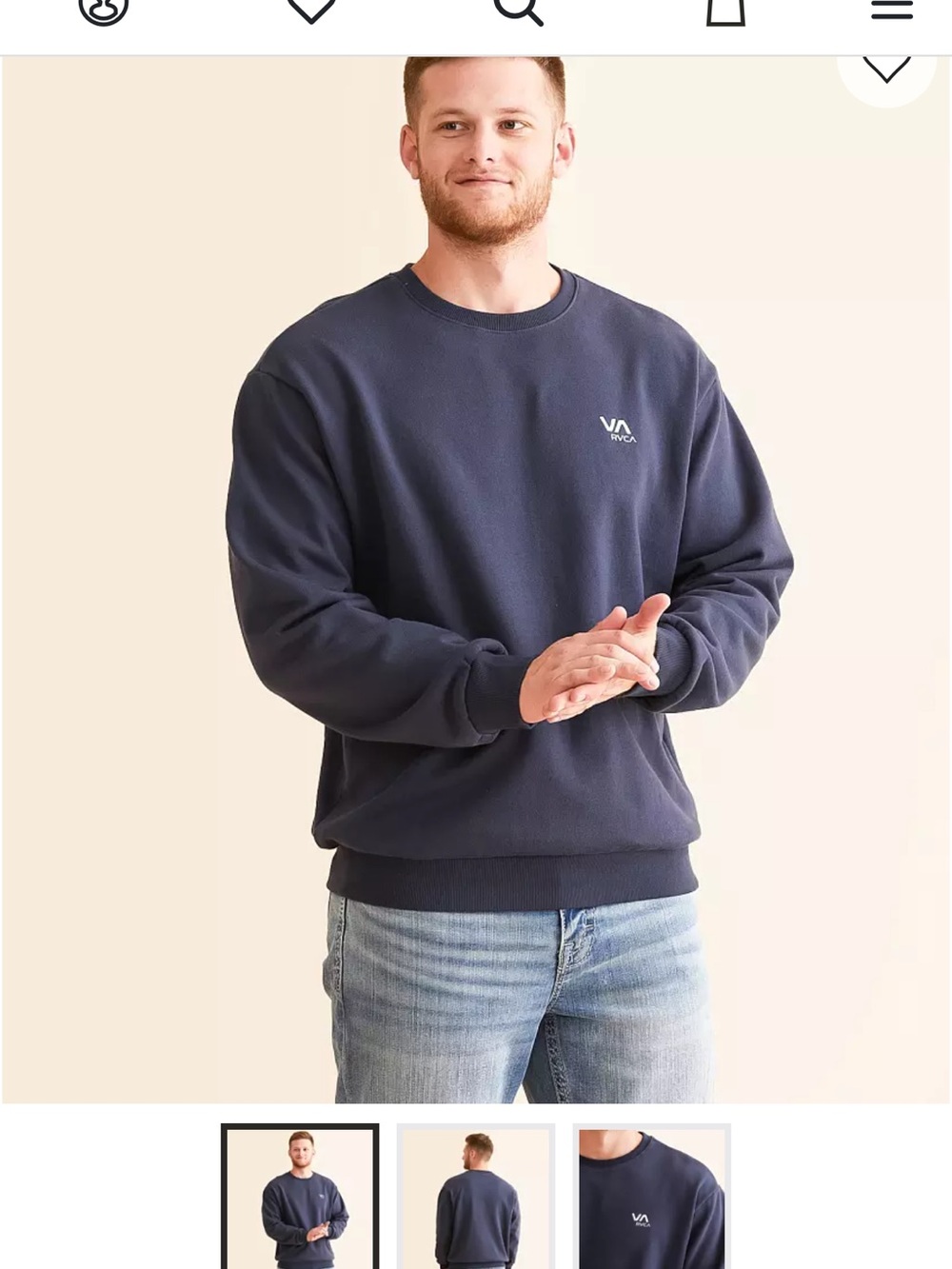 RVCA Men's Black Essential Pullover Sweatshirt, NWT/Defect